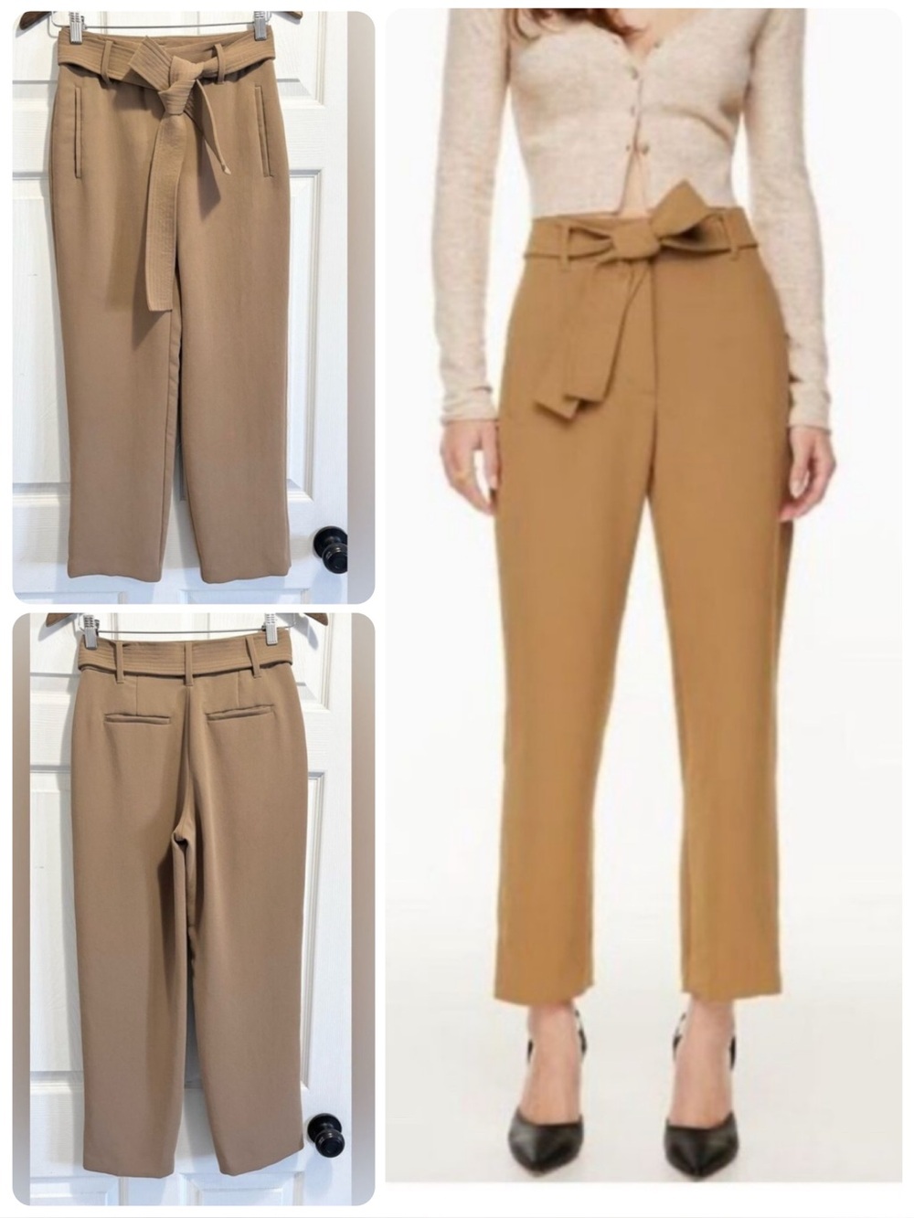 Aritzia Wilfred Tie Front Pants High Waisted Belted Straight Leg Trousers Size O